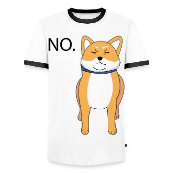 Shiba Inu Dog - NO - Gassi Master Mistress Dog - Men's Ringer Shirt - white/black - Front - AI Model Female 172 light (172cm) & AI Model Male 178 dark (178cm)