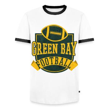Vintage Green Bay Wisconsin Football - Men's Ringer Shirt - white/black - Front - AI Model Female 172 light (172cm) & AI Model Male 178 dark (178cm)