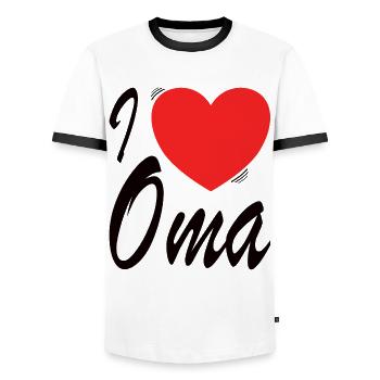 Heart and Oma Love Typography Design - Men's Ringer Shirt - white/black - Front - AI Model Female 172 light (172cm) & AI Model Male 178 dark (178cm)