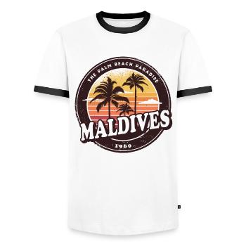 Malediven Vintage Beach Design / Geschenkidee - Männer Kontrast-T-Shirt - Weiß/Schwarz - Vorne - AI Model Female 172 light (172cm) & AI Model Male 178 dark (178cm)