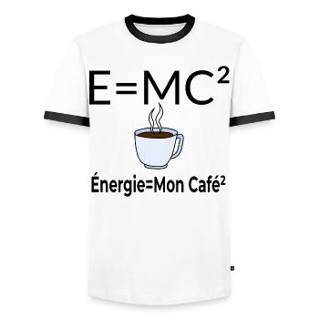 Café énergie humour équation mathématique - T-shirt contrasté Homme - blanc/noir - Devant - AI Model Female 172 light (172cm) & AI Model Male 178 dark (178cm)