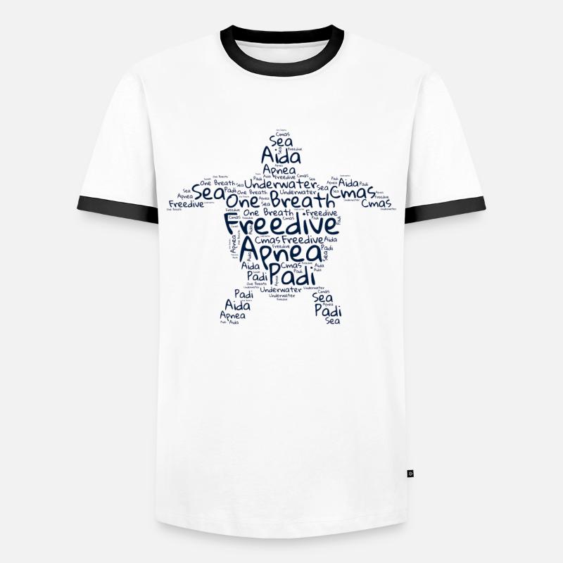 Freedive - Word Cloud Turtle - Men's Ringer Shirt - white/black