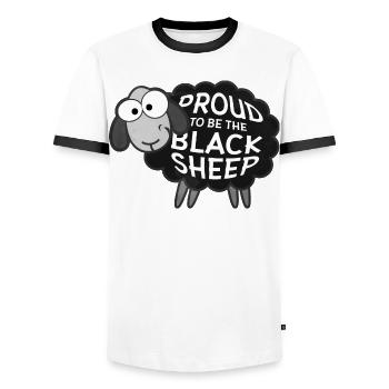 Proud To Be The Black Sheep Funny Sheep Exterior - Men's Ringer Shirt - white/black - Front - AI Model Female 172 light (172cm) & AI Model Male 178 dark (178cm)