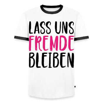 Lass uns Fremde bleiben - Männer Kontrast-T-Shirt - Weiß/Schwarz - Vorne - AI Model Female 172 light (172cm) & AI Model Male 178 dark (178cm)