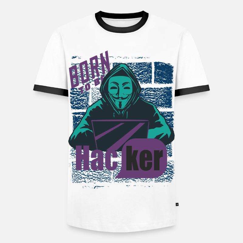 Hacker - Männer Kontrast-T-Shirt - Weiß/Schwarz