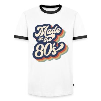 Hergestellt in den 80er Jahren Vintage - Männer Kontrast-T-Shirt - Weiß/Schwarz - Vorne - AI Model Female 172 light (172cm) & AI Model Male 178 dark (178cm)