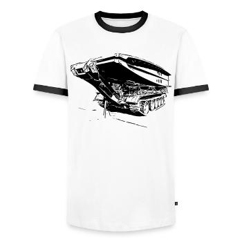 Bridge Laying Device BLG 60 - Men's Ringer Shirt - white/black - Front - AI Model Female 172 light (172cm) & AI Model Male 178 dark (178cm)