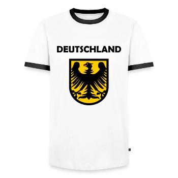 Der Deutschland Adler - Männer Kontrast-T-Shirt - Weiß/Schwarz - Vorne - AI Model Female 172 light (172cm) & AI Model Male 178 dark (178cm)