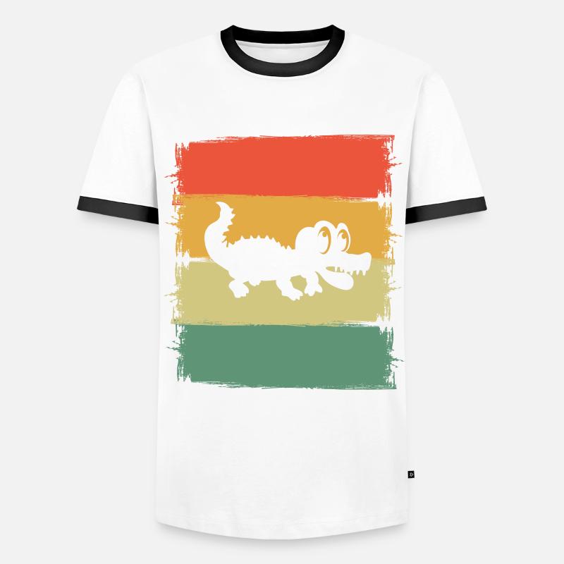 Aligator Crocodile - Men's Ringer Shirt - white/black