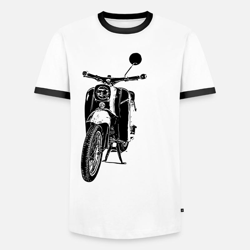 Cyclomoteur Schwalbe - T-shirt contrasté Homme - blanc/noir