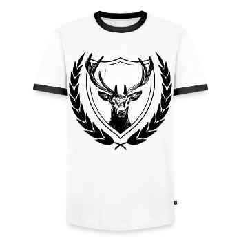 Deer - Men's Ringer Shirt - white/black - Front - AI Model Female 172 light (172cm) & AI Model Male 178 dark (178cm)