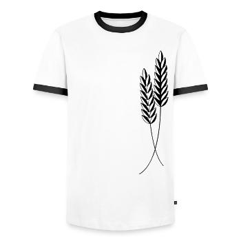 2 épis de maïs - T-shirt contrasté Homme - blanc/noir - Devant - AI Model Female 172 light (172cm) & AI Model Male 178 dark (178cm)