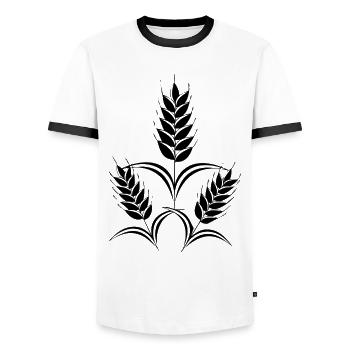 3 Ähren - Männer Kontrast-T-Shirt - Weiß/Schwarz - Vorne - AI Model Female 172 light (172cm) & AI Model Male 178 dark (178cm)