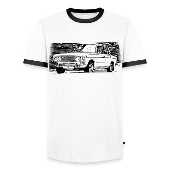 WAS 2103 Lada 1500 Schiguli - Männer Kontrast-T-Shirt - Weiß/Schwarz - Vorne - AI Model Female 172 light (172cm) & AI Model Male 178 dark (178cm)