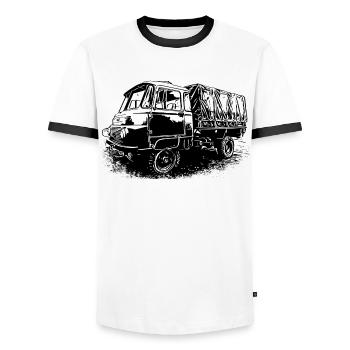 Robur LO 2002 A - Männer Kontrast-T-Shirt - Weiß/Schwarz - Vorne - AI Model Female 172 light (172cm) & AI Model Male 178 dark (178cm)