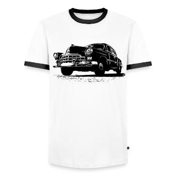 GAZ 12 ZIM - Men's Ringer Shirt - white/black - Front - AI Model Female 172 light (172cm) & AI Model Male 178 dark (178cm)