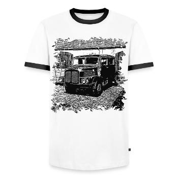 IFA S4000-1 - T-shirt contrasté Homme - blanc/noir - Devant - AI Model Female 172 light (172cm) & AI Model Male 178 dark (178cm)
