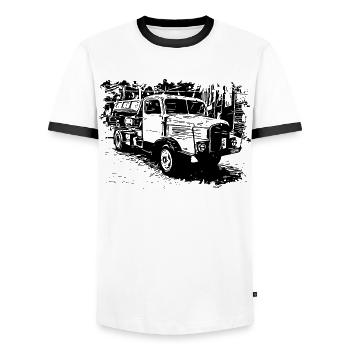 IFA Horch Camion Benne basculante - T-shirt contrasté Homme - blanc/noir - Devant - AI Model Female 172 light (172cm) & AI Model Male 178 dark (178cm)