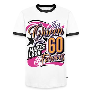 60. Geburtstag 60 Jahre Queen Frauen Damen - Männer Kontrast-T-Shirt - Weiß/Schwarz - Vorne - AI Model Female 172 light (172cm) & AI Model Male 178 dark (178cm)