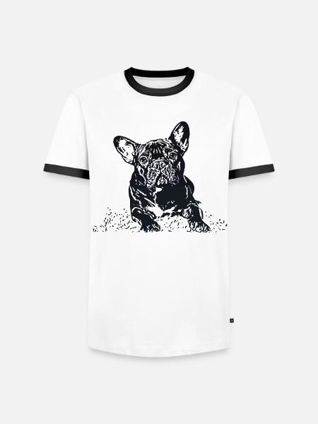 French Bulldog - Men's Ringer Shirt - white/black