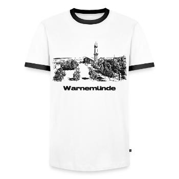 Rostock Warnemünde - T-shirt contrasté Homme - blanc/noir - Devant - AI Model Female 172 light (172cm) & AI Model Male 178 dark (178cm)