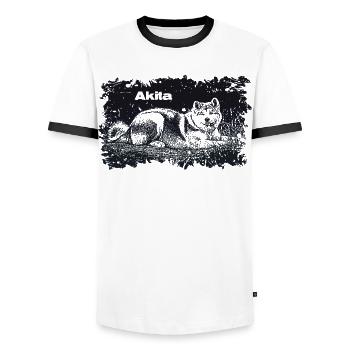 Akita - Men's Ringer Shirt - white/black - Front - AI Model Female 172 light (172cm) & AI Model Male 178 dark (178cm)