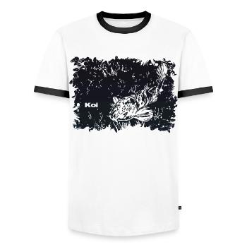 Carpe Koi - T-shirt contrasté Homme - blanc/noir - Devant - AI Model Female 172 light (172cm) & AI Model Male 178 dark (178cm)