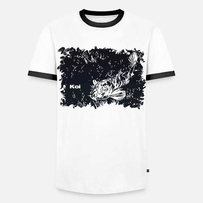 Koi Karpfen - Männer Kontrast-T-Shirt - Weiß/Schwarz