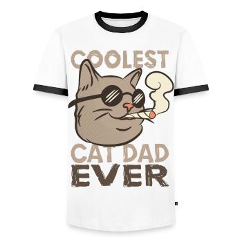 Cat Dad - Men's Ringer Shirt - white/black - Front - AI Model Female 172 light (172cm) & AI Model Male 178 dark (178cm)