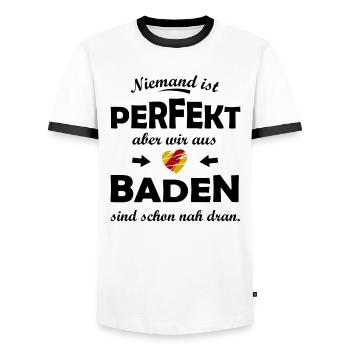 Perfekt aus dem Badener Land - Männer Kontrast-T-Shirt - Weiß/Schwarz - Vorne - AI Model Female 172 light (172cm) & AI Model Male 178 dark (178cm)