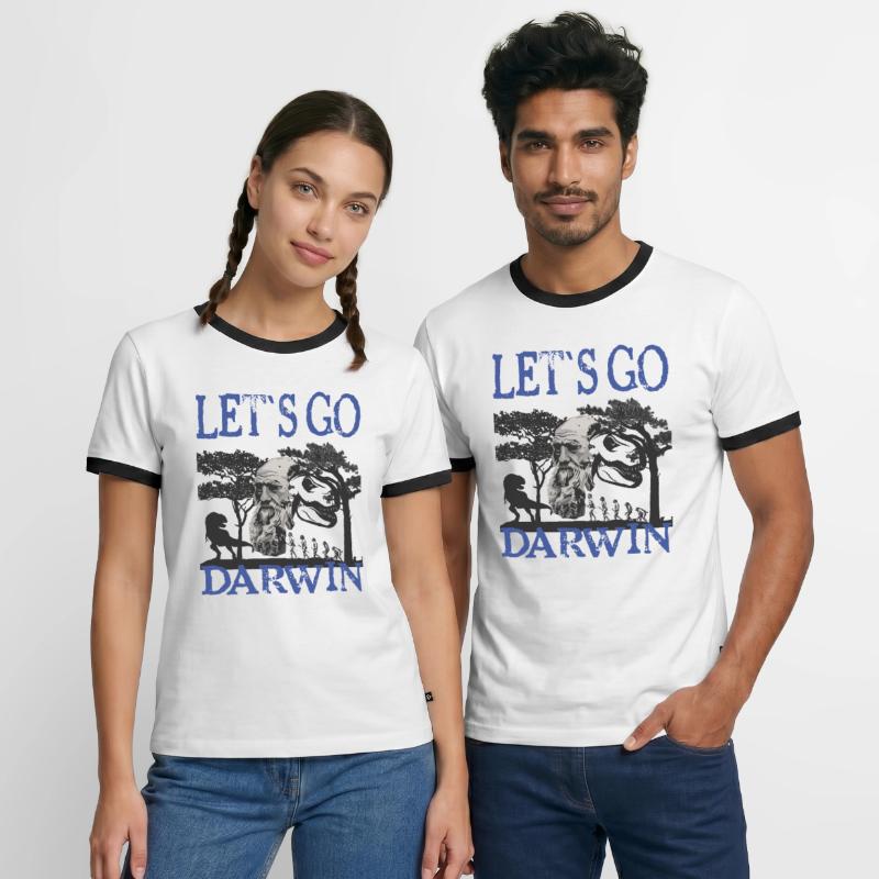 Charles Darwin Evolution textile gift idea Men's Ringer Shirt
