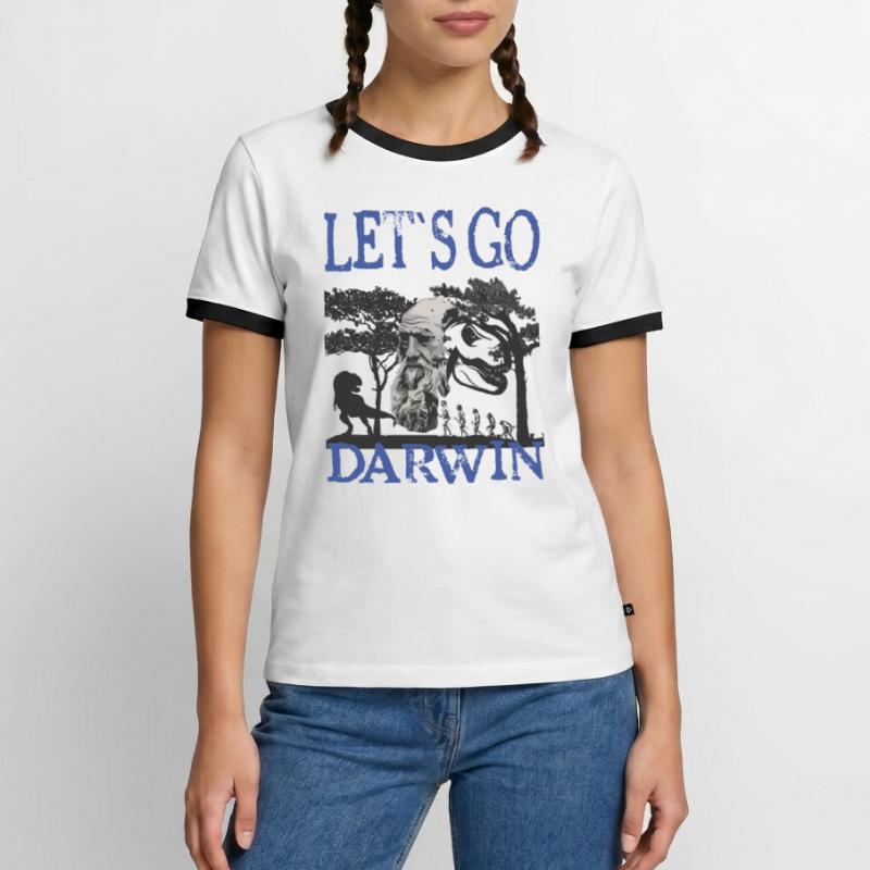 Charles Darwin Evolution textile Geschenkidee Männer Kontrast-T-Shirt