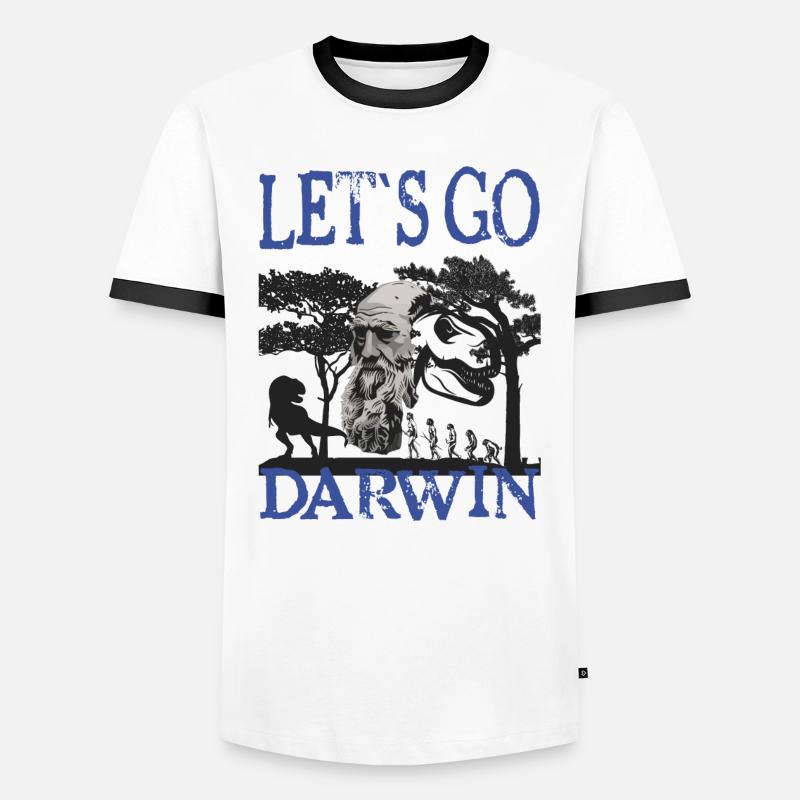 Charles Darwin Evolution textile gift idea - Men's Ringer Shirt - white/black