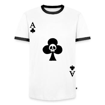 Skull and ace of clover - Men's Ringer Shirt - white/black - Front - AI Model Female 172 light (172cm) & AI Model Male 178 dark (178cm)