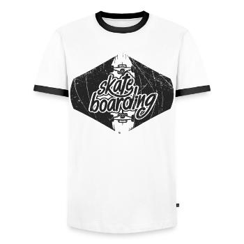 Skateboarding Skateboard - Men's Ringer Shirt - white/black - Front - AI Model Female 172 light (172cm) & AI Model Male 178 dark (178cm)