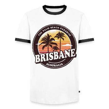 Brisbane Australien Vintage Beach Design - Männer Kontrast-T-Shirt - Weiß/Schwarz - Vorne - AI Model Female 172 light (172cm) & AI Model Male 178 dark (178cm)