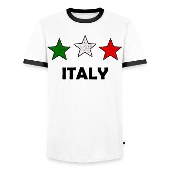 The Italian - Men's Ringer Shirt - white/black - Front - AI Model Female 172 light (172cm) & AI Model Male 178 dark (178cm)