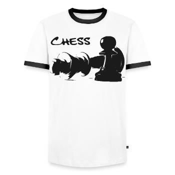 Schach - Bauer und König - Männer Kontrast-T-Shirt - Weiß/Schwarz - Vorne - AI Model Female 172 light (172cm) & AI Model Male 178 dark (178cm)