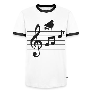 Klavier - Männer Kontrast-T-Shirt - Weiß/Schwarz - Vorne - AI Model Female 172 light (172cm) & AI Model Male 178 dark (178cm)