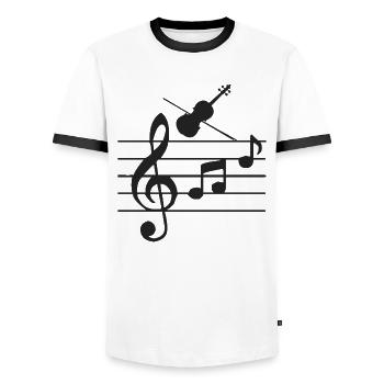 Strings - Men's Ringer Shirt - white/black - Front - AI Model Female 172 light (172cm) & AI Model Male 178 dark (178cm)