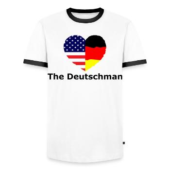 Le Deutschmann - T-shirt contrasté Homme - blanc/noir - Devant - AI Model Female 172 light (172cm) & AI Model Male 178 dark (178cm)