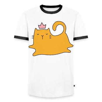 Cat - Men's Ringer Shirt - white/black - Front - AI Model Female 172 light (172cm) & AI Model Male 178 dark (178cm)