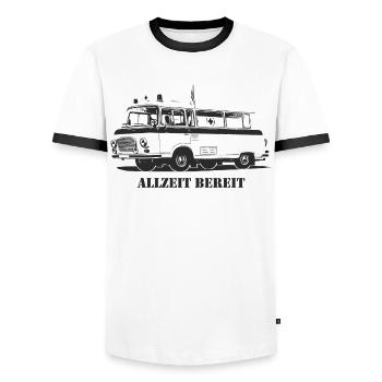 Barkas - B1000 - Ambulance - T-shirt contrasté Homme - blanc/noir - Devant - AI Model Female 172 light (172cm) & AI Model Male 178 dark (178cm)