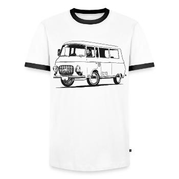 B1000 - T-shirt contrasté Homme - blanc/noir - Devant - AI Model Female 172 light (172cm) & AI Model Male 178 dark (178cm)
