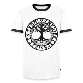 Baum des Lebens Symbol Der Wikinger - Männer Kontrast-T-Shirt - Weiß/Schwarz - Vorne - AI Model Female 172 light (172cm) & AI Model Male 178 dark (178cm)
