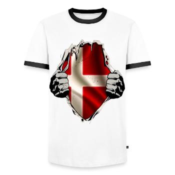 Dänemark unterm Shirt - Männer Kontrast-T-Shirt - Weiß/Schwarz - Vorne - AI Model Female 172 light (172cm) & AI Model Male 178 dark (178cm)