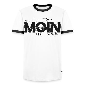 MOIN - Männer Kontrast-T-Shirt - Weiß/Schwarz - Vorne - AI Model Female 172 light (172cm) & AI Model Male 178 dark (178cm)