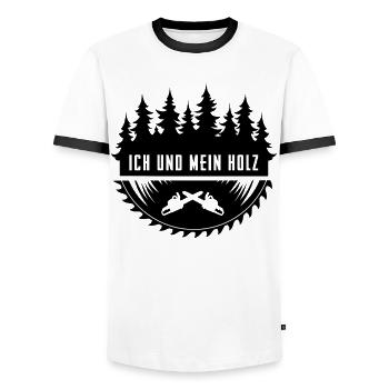 Holzfäller Ich Und Mein Holz - Männer Kontrast-T-Shirt - Weiß/Schwarz - Vorne - AI Model Female 172 light (172cm) & AI Model Male 178 dark (178cm)