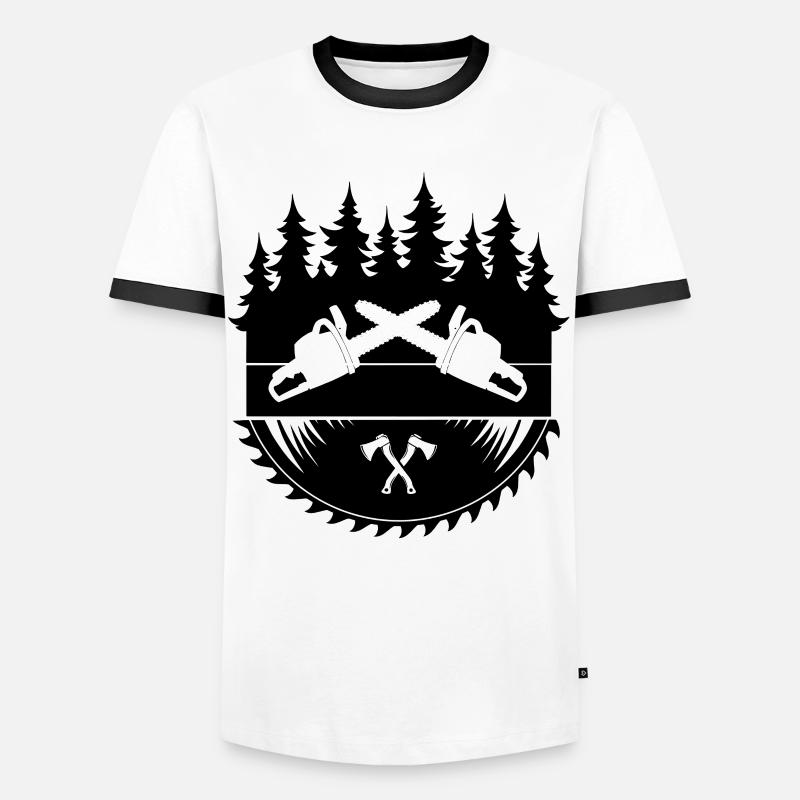 Lumberjack Chainsaw Axe Logo - Men's Ringer Shirt - white/black