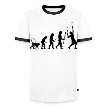 Evolution eines Tennisspielers - Männer Kontrast-T-Shirt - Weiß/Schwarz - Vorne - AI Model Female 172 light (172cm) & AI Model Male 178 dark (178cm)